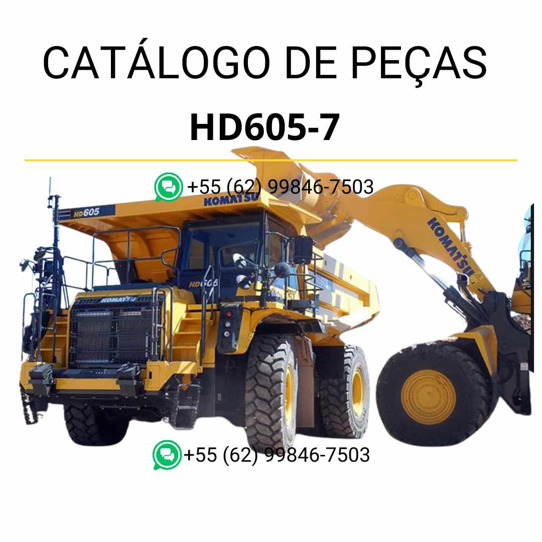 Catálogo de peças Komatsu HD605-7 em PDF com diagramas técnicos detalhados e lista de componentes originais do caminhão basculante