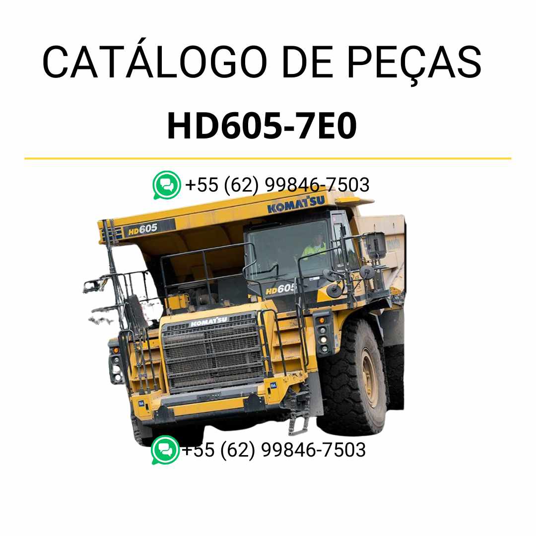 Catálogo de peças Komatsu HD605-7E0 em PDF com ilustrações detalhadas e lista completa de componentes do caminhão basculante