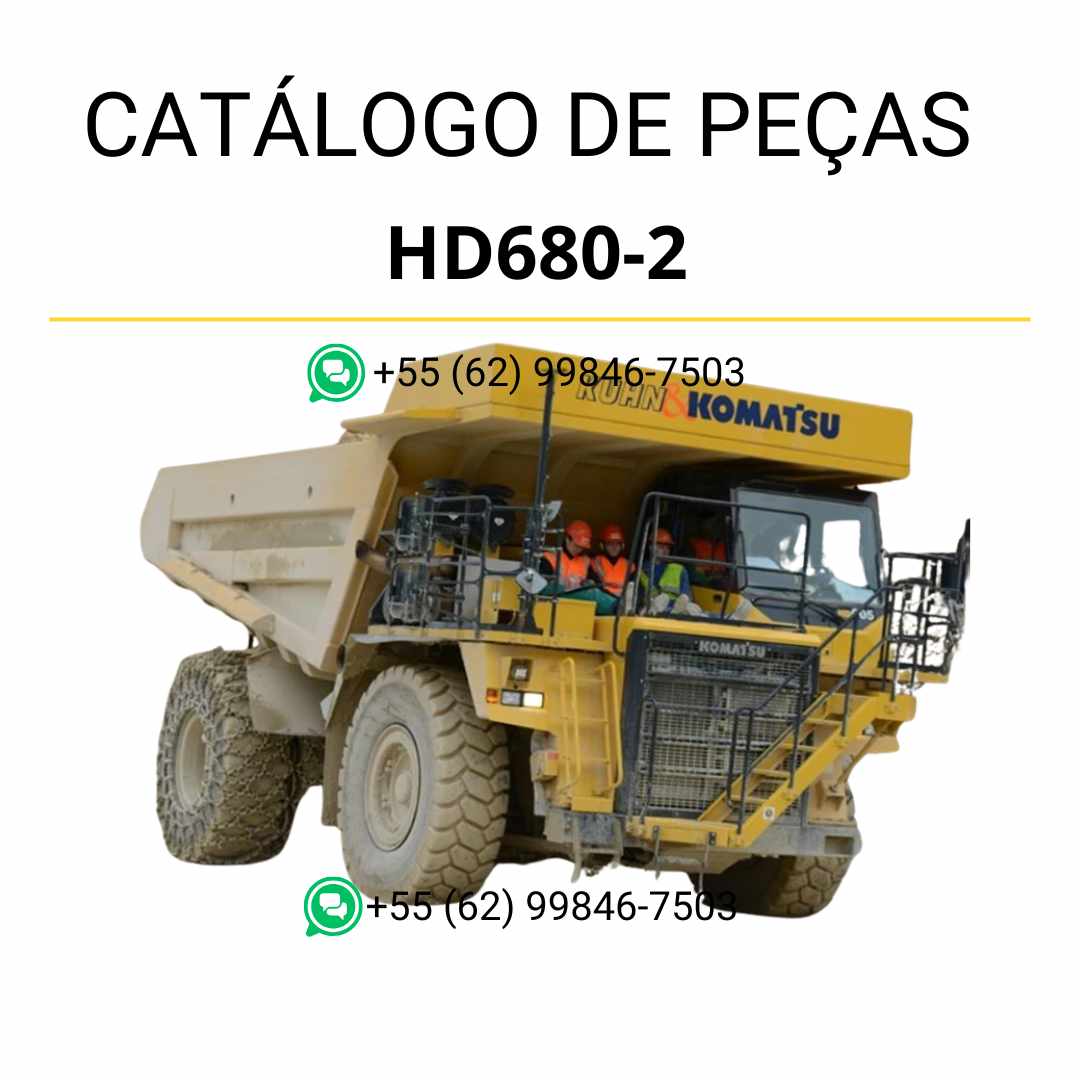 Catálogo de peças Komatsu HD680-2 em PDF com ilustrações técnicas detalhadas e relação completa de componentes originais do caminhão basculante