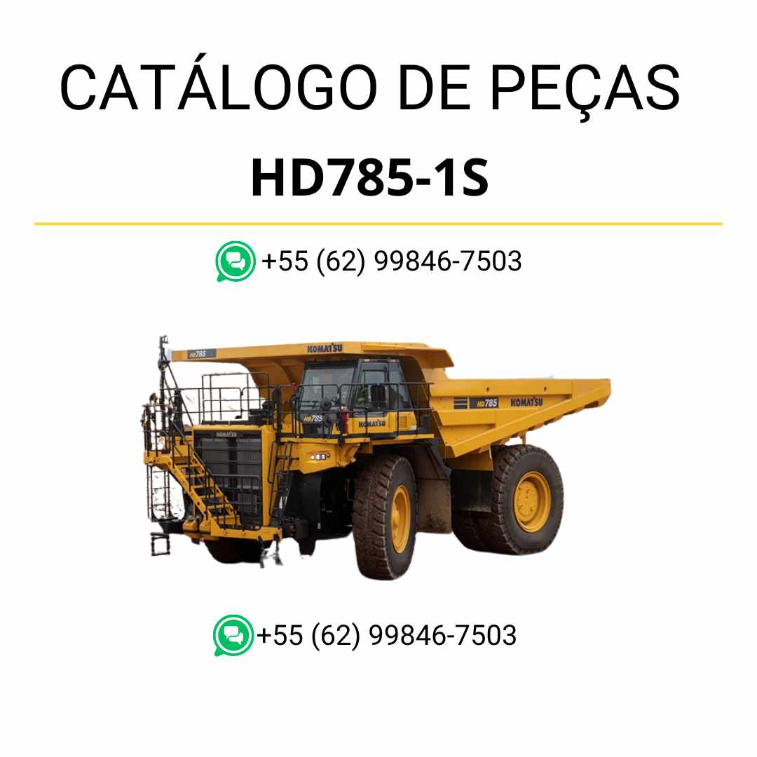 Catálogo de peças Komatsu HD785-1S em PDF com ilustrações técnicas detalhadas e lista completa de componentes originais do caminhão basculante