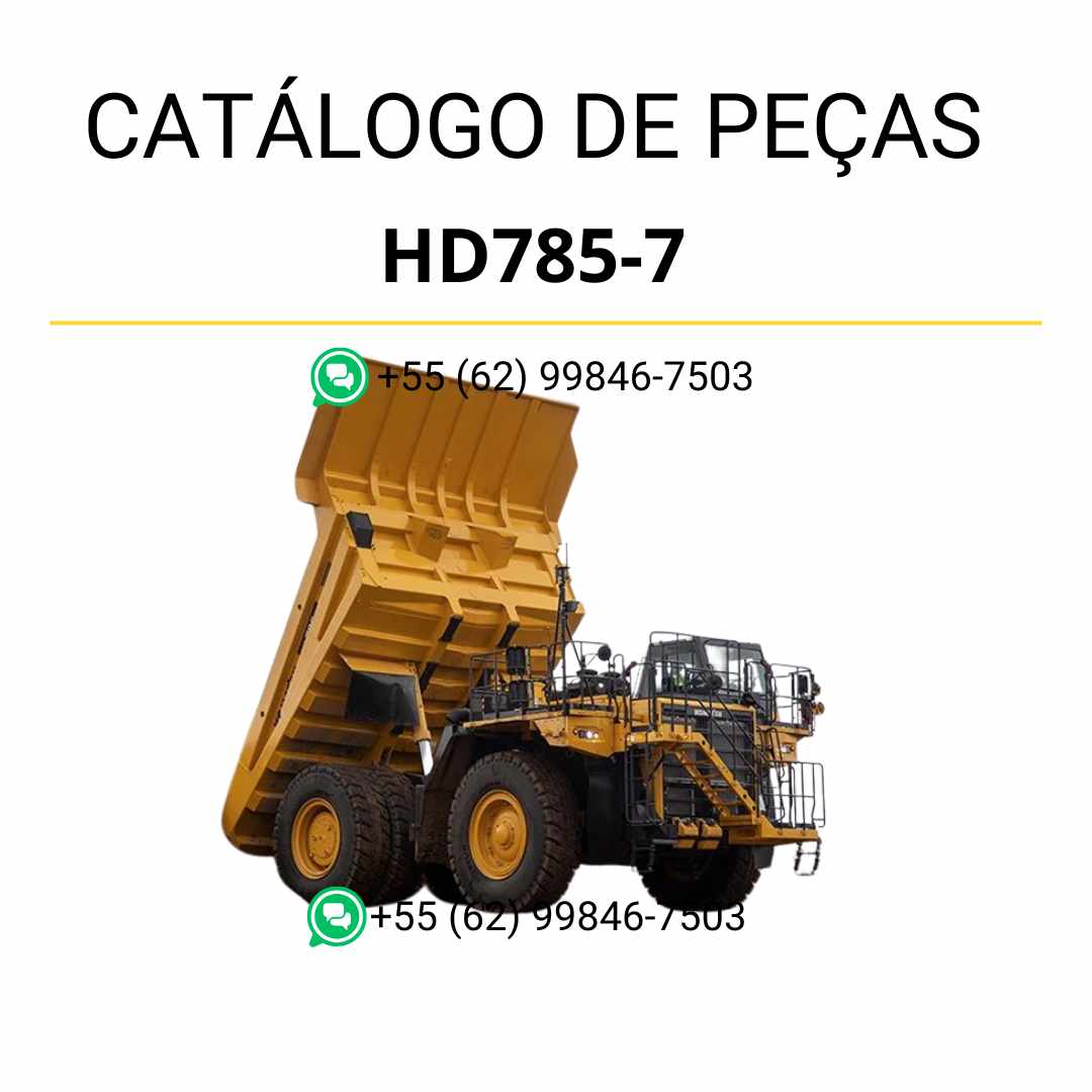 Catálogo de peças Komatsu HD785-7 em PDF com ilustrações técnicas detalhadas e lista completa de componentes originais do caminhão basculante