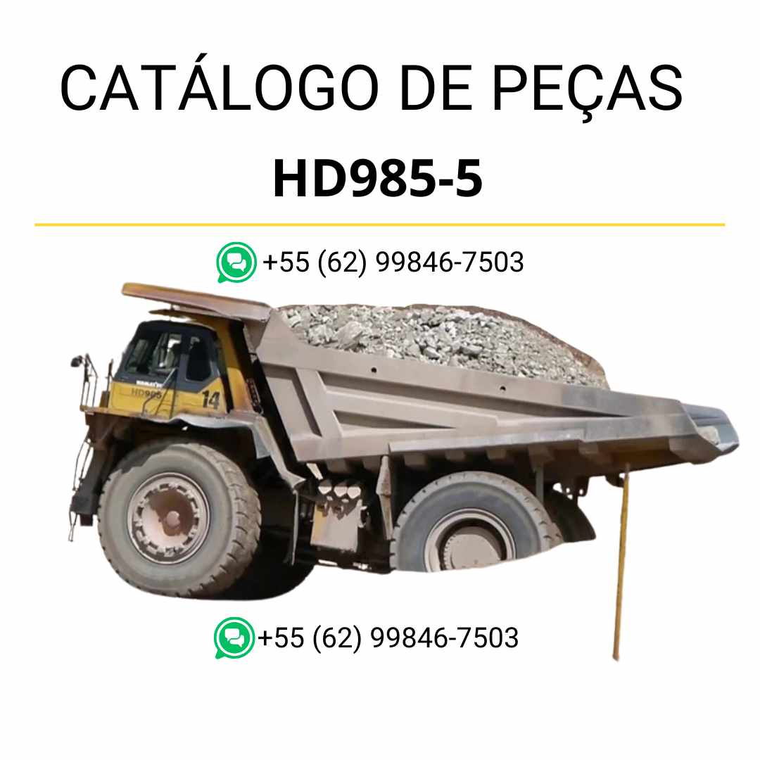 Catálogo de peças Komatsu HD985-5 em PDF com ilustrações detalhadas e lista completa de componentes originais de caminhões basculantes
