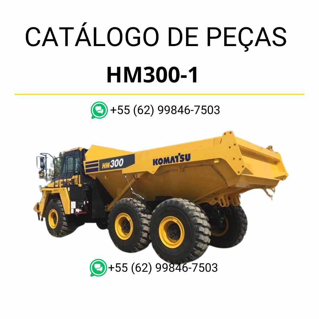 Catálogo de peças Komatsu HM300-1 em PDF com ilustrações técnicas detalhadas e lista completa de componentes originais do caminhão basculante