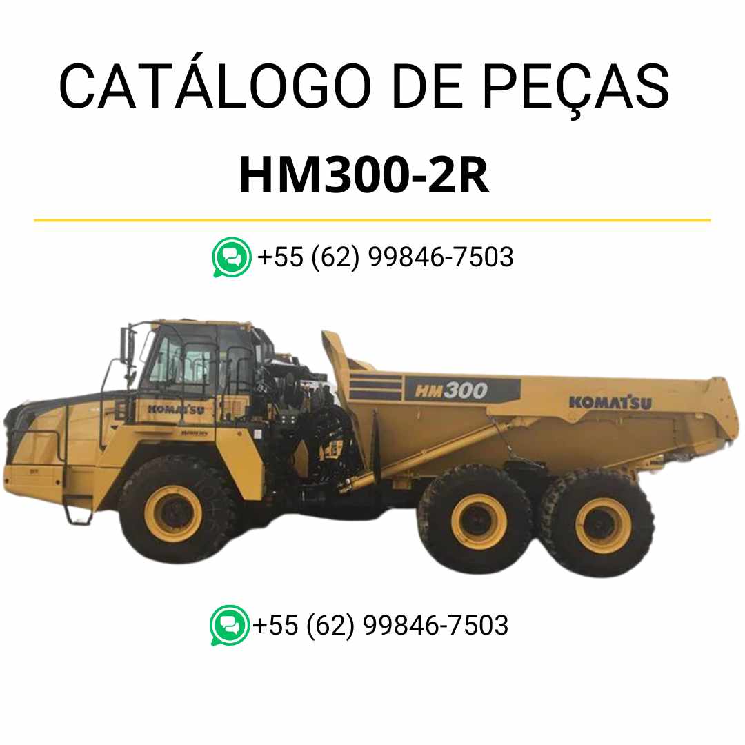Catálogo de peças Komatsu HM300-2R em PDF com diagramas técnicos e lista completa de componentes originais de caminhões basculantes