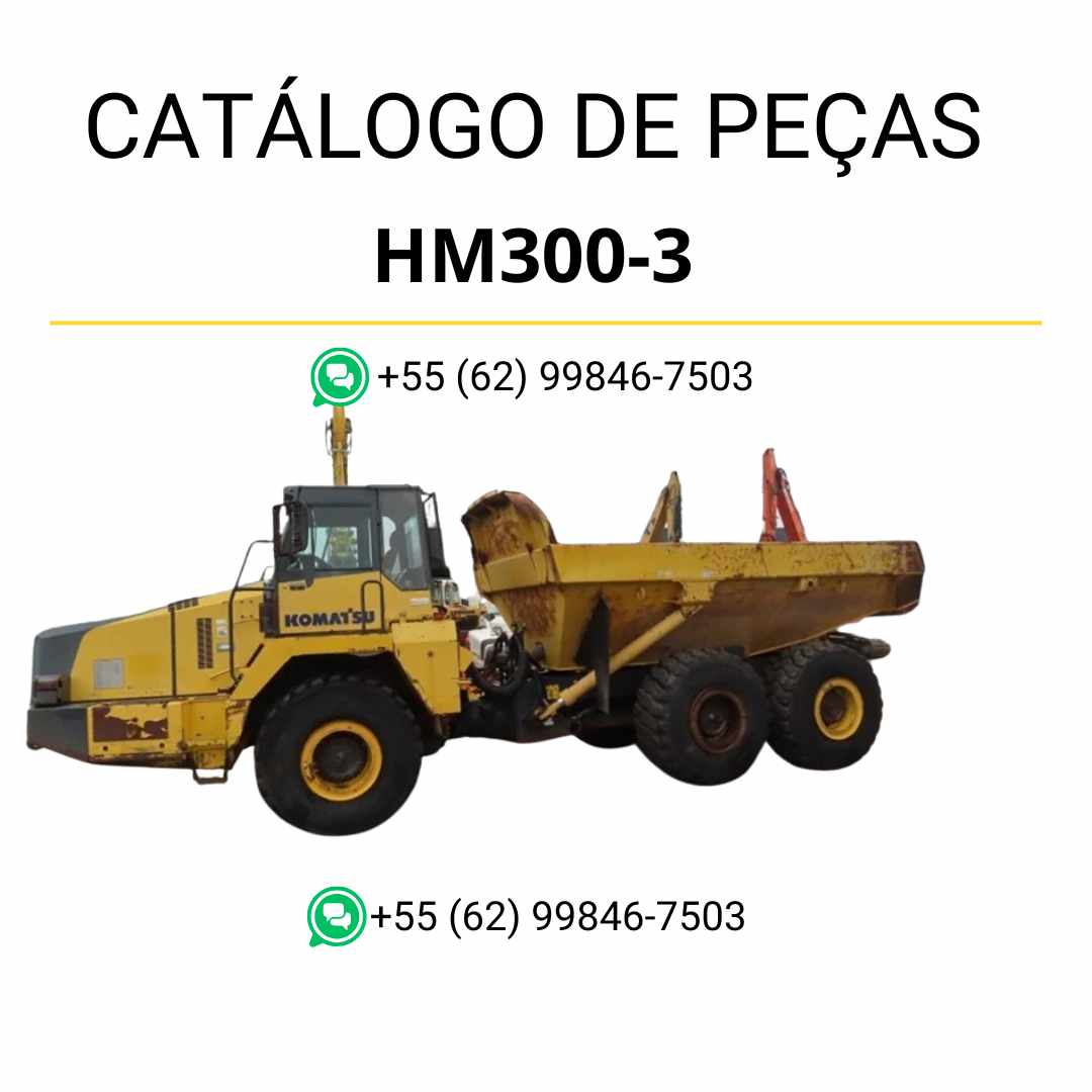 Catálogo de peças Komatsu HM300-3 em PDF com diagramas técnicos e lista completa de componentes originais para caminhões basculantes