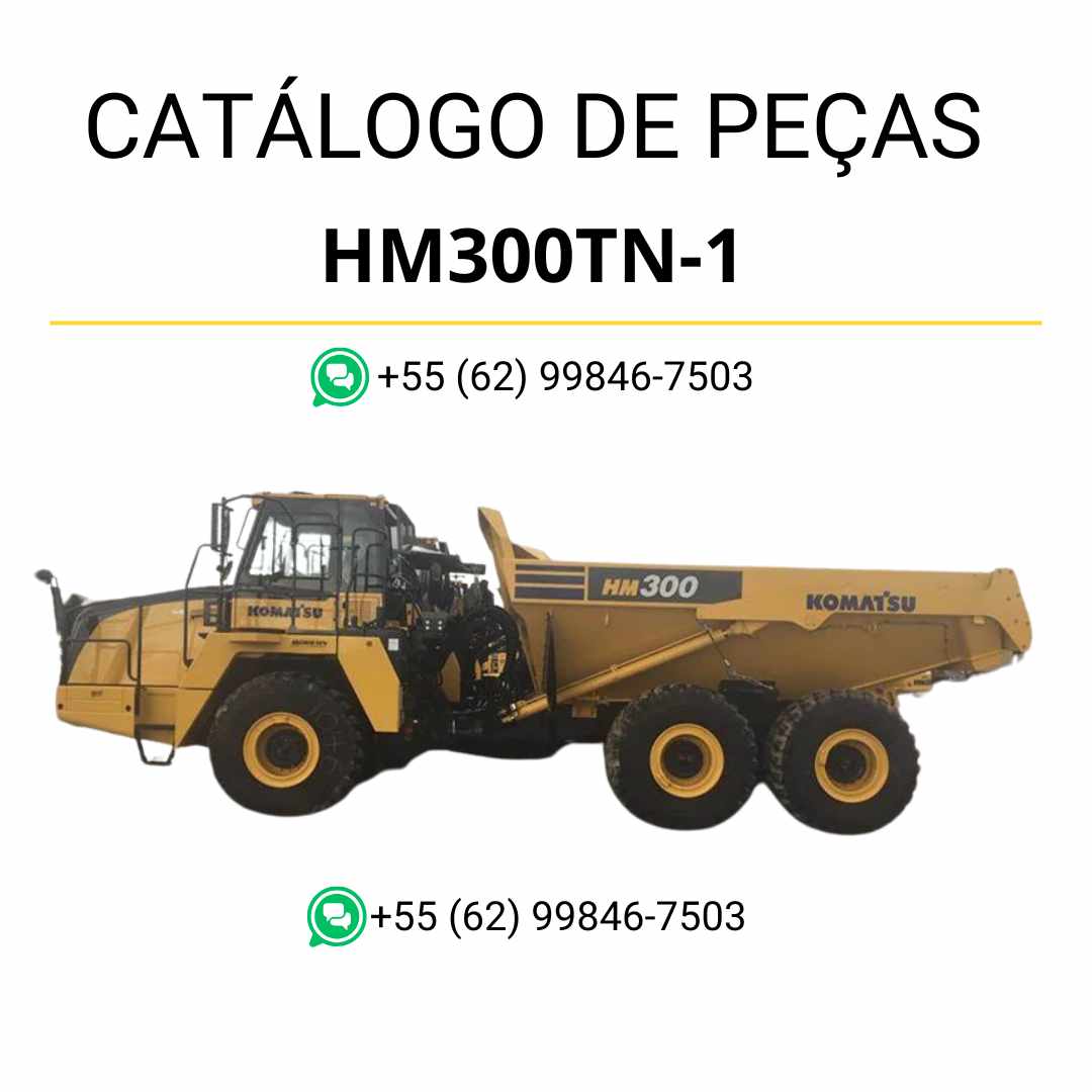 Catálogo de peças Komatsu HM300TN-1 em PDF para caminhões basculantes, com diagramas técnicos e lista detalhada de componentes originais
