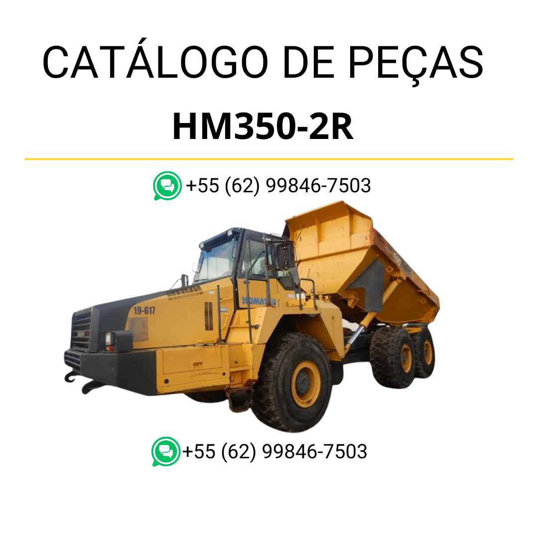 Catálogo de peças Komatsu HM350-2R em PDF para caminhões basculantes, com diagramas detalhados e lista completa de componentes originais