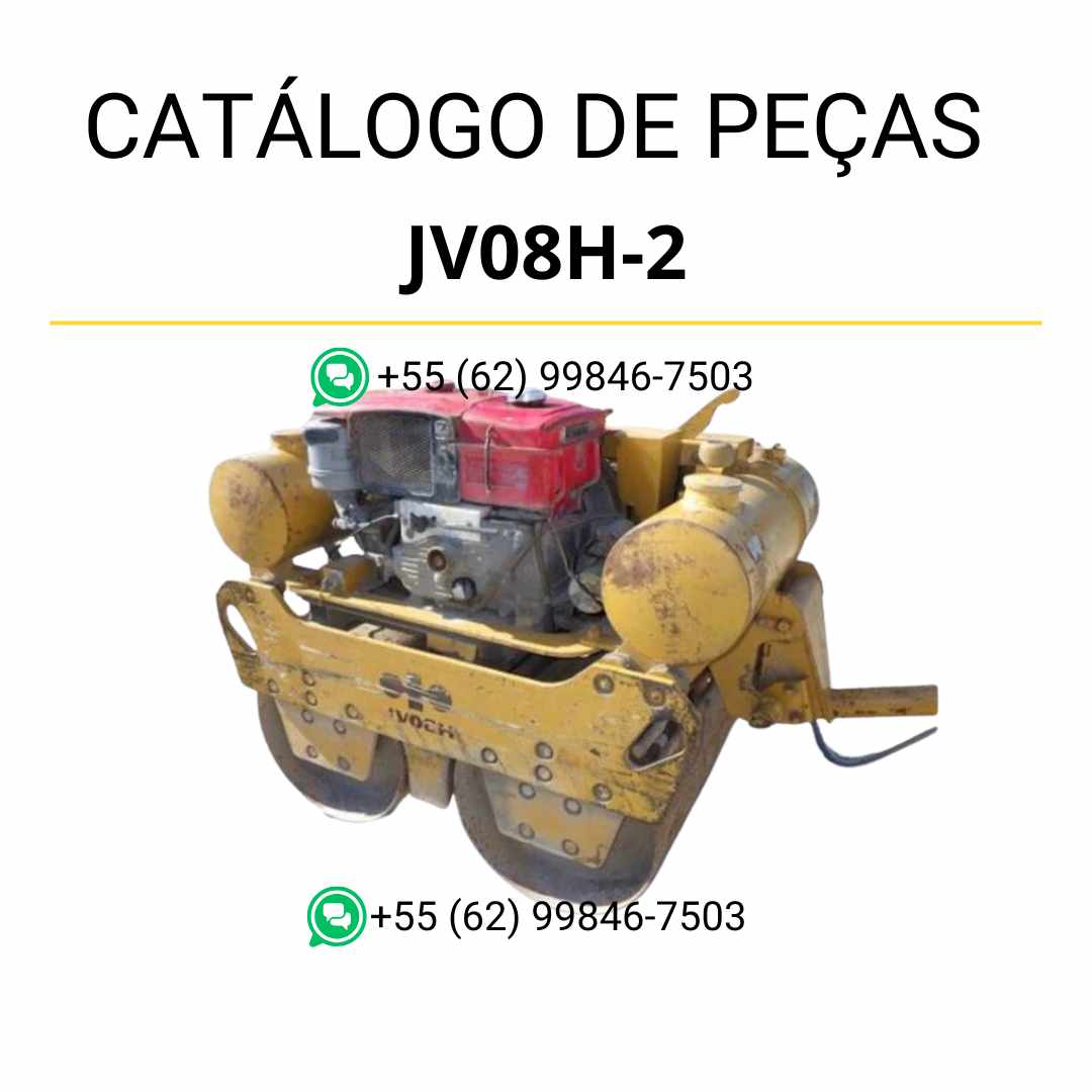 Catálogo de peças Komatsu JV08H-2 em PDF para rolos compactadores, com ilustrações técnicas detalhadas e lista de componentes originais
