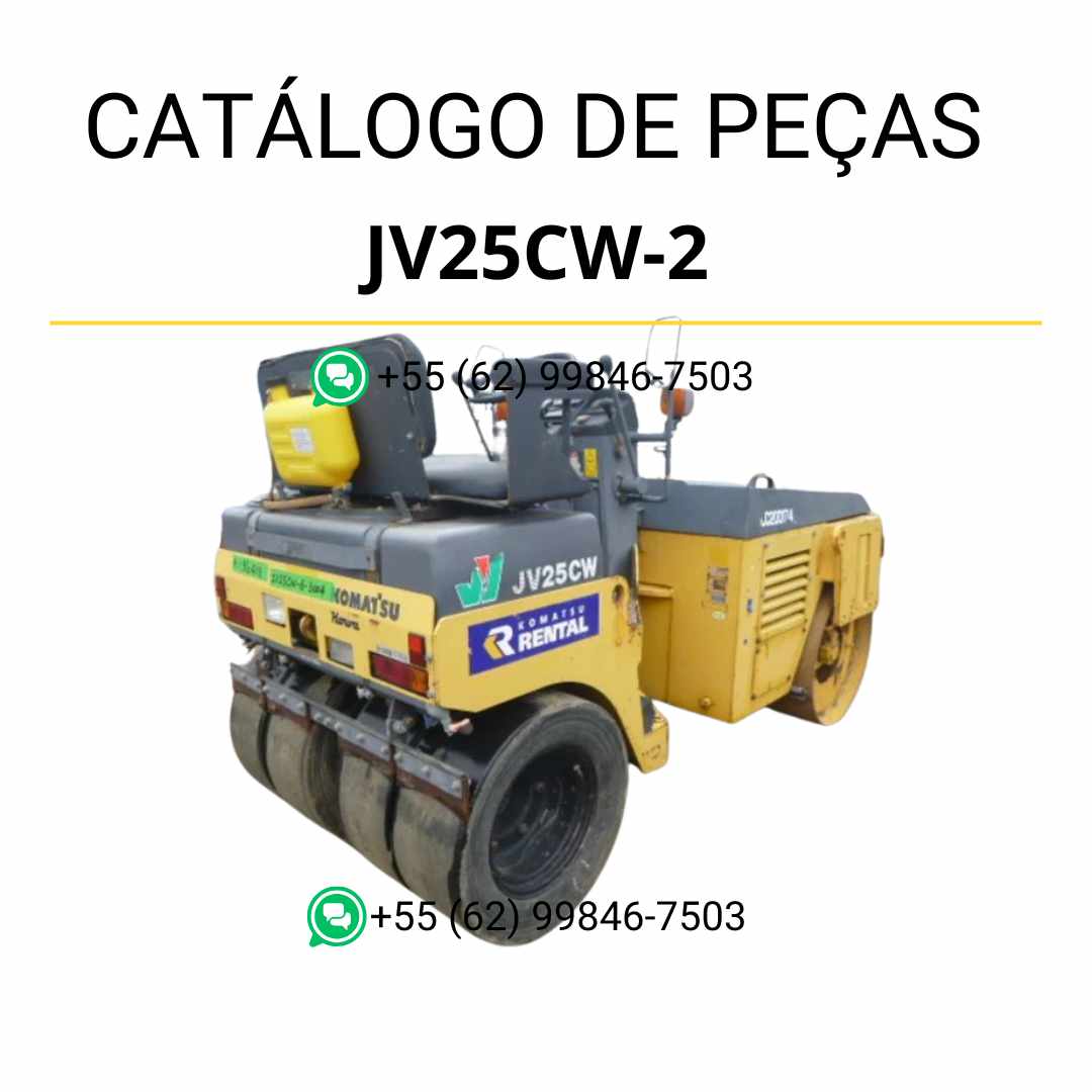 Catálogo de peças Komatsu JV25CW-2 em PDF para rolos compactadores, com ilustrações técnicas e identificação detalhada de componentes originais