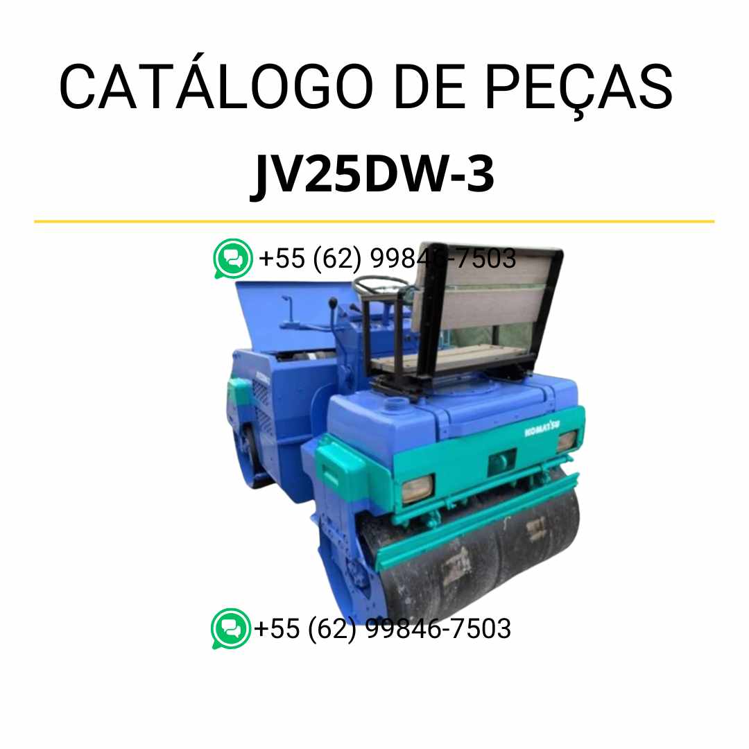 Catálogo de peças Komatsu JV25DW-3 em PDF para rolos compactadores, com diagramas técnicos e lista completa de componentes originais