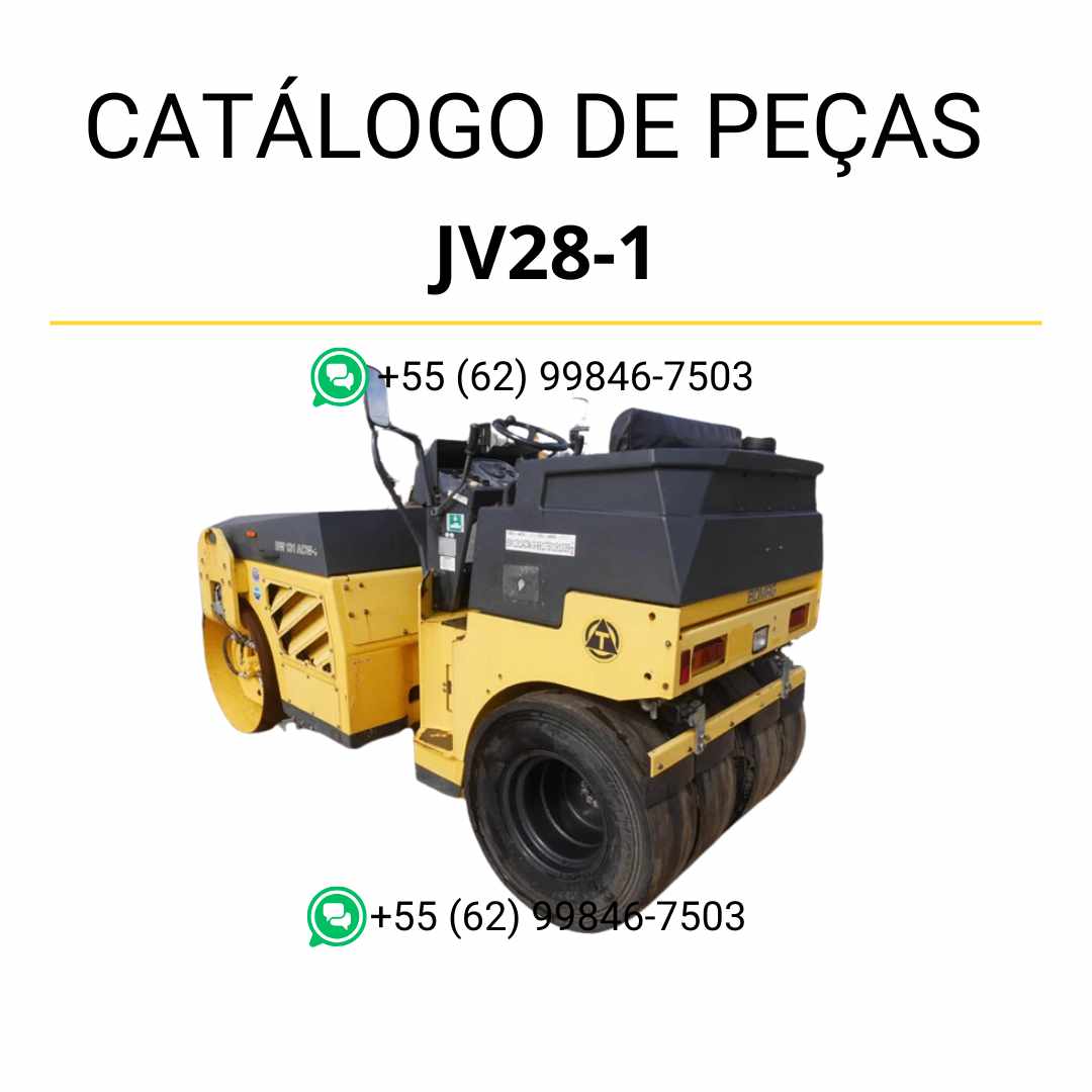 Catálogo de peças Komatsu JV28-1 em PDF para rolos compactadores, inclui diagramas detalhados e lista completa de componentes originais