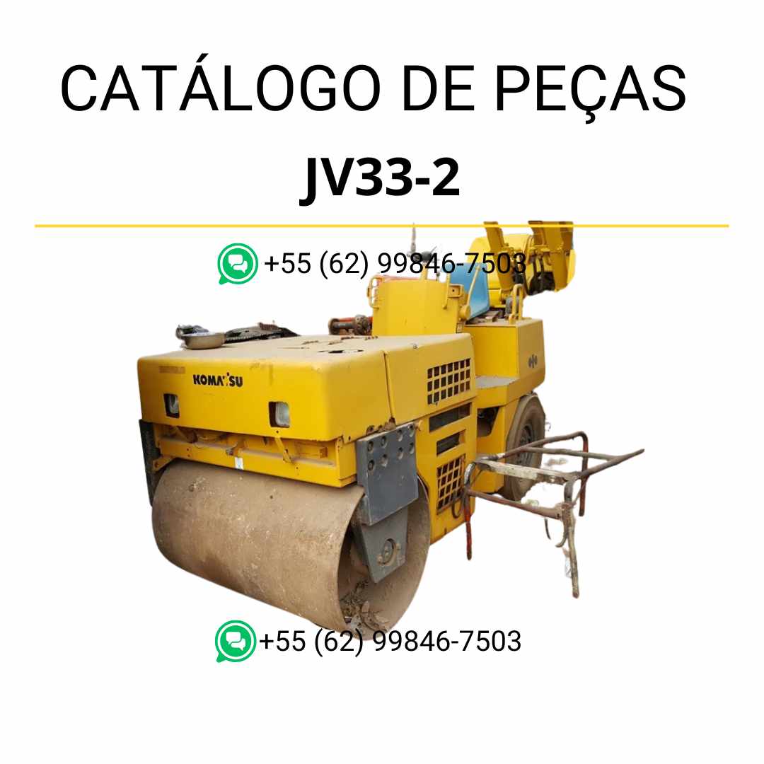 Catálogo de peças Komatsu JV33-2 em PDF para rolos compactadores, com ilustrações detalhadas e lista completa de componentes originais