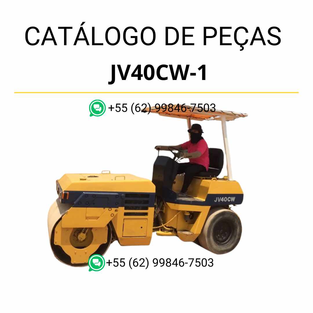 Catálogo de peças Komatsu JV40CW-1 em PDF para rolos compactadores, com ilustrações técnicas detalhadas e identificação de componentes originais