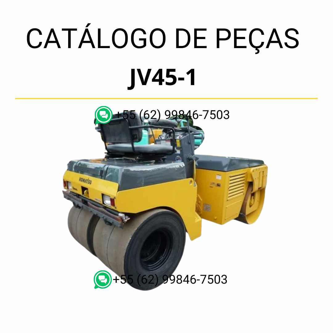 Catálogo de peças Komatsu JV45-1 em PDF para rolos compactadores, com ilustrações técnicas detalhadas e identificação precisa de componentes originais