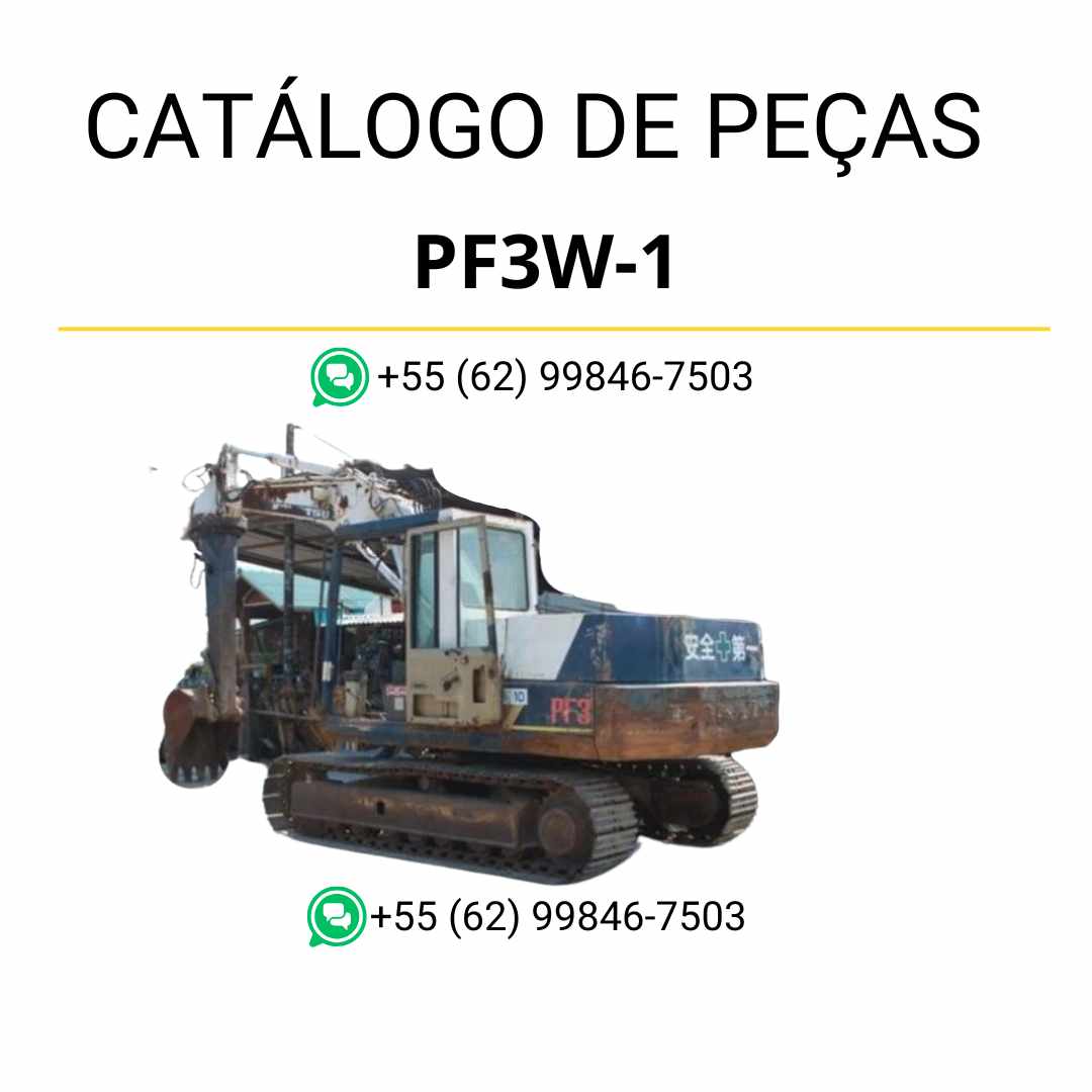 Catálogo de peças Komatsu PF3W-1 em PDF, com diagramas completos e identificação técnica dos componentes da escavadeira de rodas.