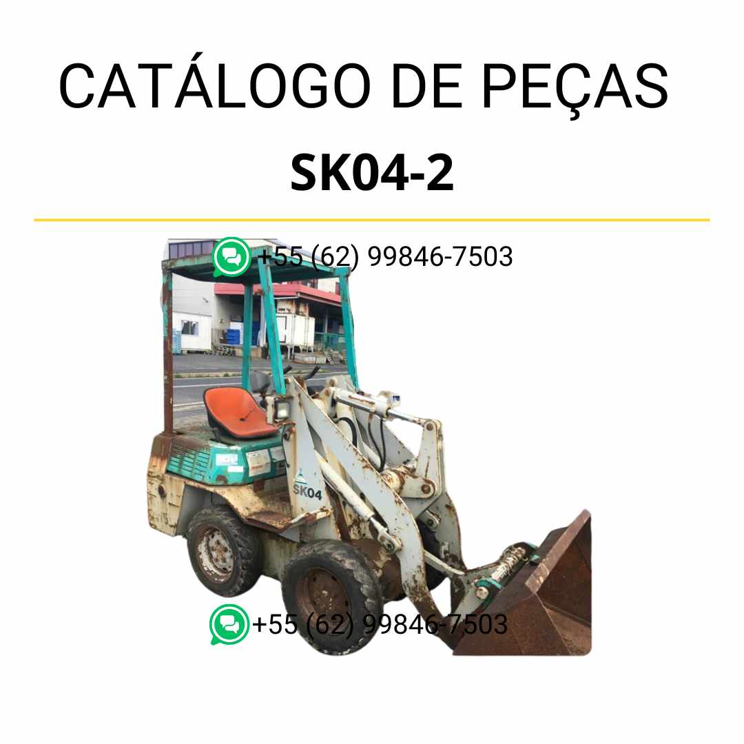 Catálogo de peças Komatsu SK04-2 em PDF para minicarregadeiras, com diagramas ilustrados e lista completa de componentes originais