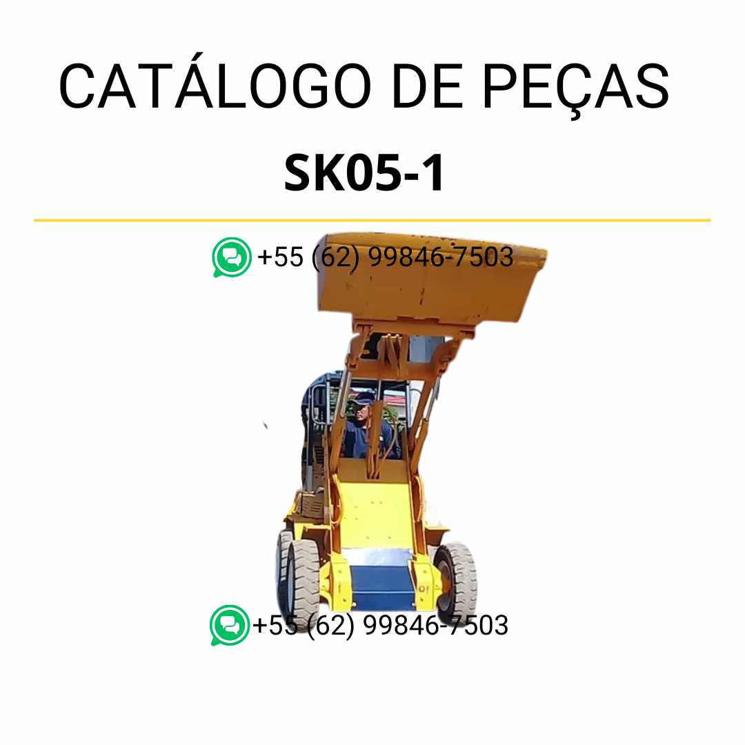 Catálogo de peças Komatsu SK05-1 em PDF para minicarregadeiras, com diagramas técnicos detalhados e lista completa de componentes originais