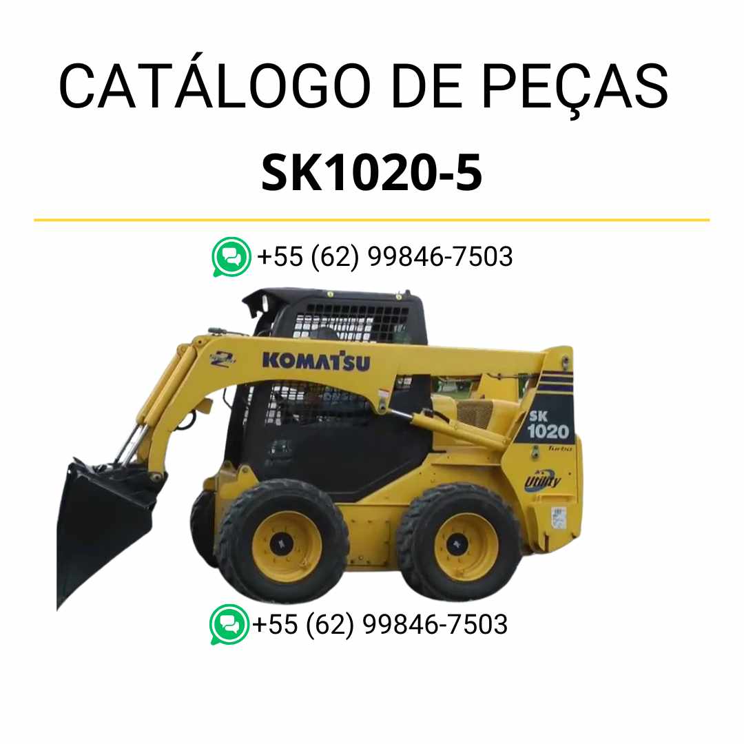 Catálogo de peças Komatsu SK1020-5 em PDF para minicarregadeiras, com diagramas detalhados e lista completa de componentes originais