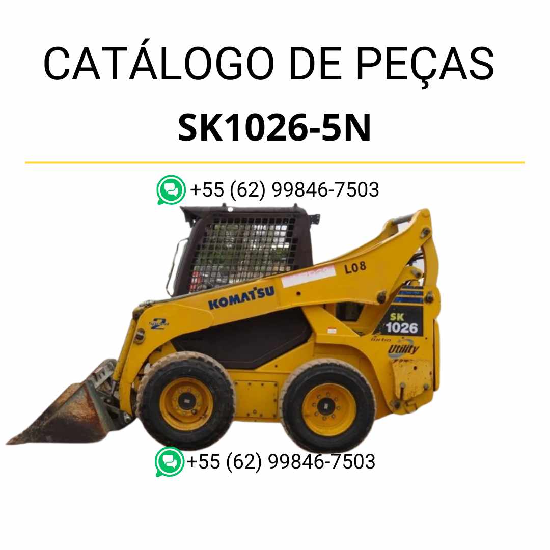 Catálogo de peças Komatsu SK1026-5N em PDF para minicarregadeiras, com ilustrações detalhadas e lista completa de componentes originais