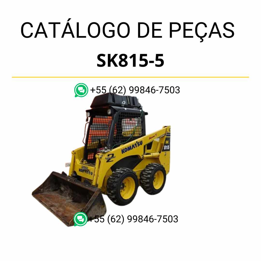 Catálogo de peças Komatsu SK815-5 em PDF com ilustrações técnicas e identificação completa dos conjuntos da minicarregadeira.