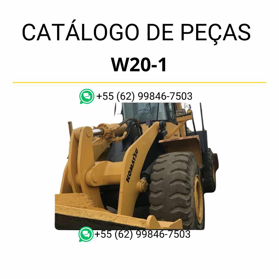 Catálogo de peças Komatsu W20-1 em PDF, com diagramas técnicos e relação completa de componentes da carregadeira de rodas