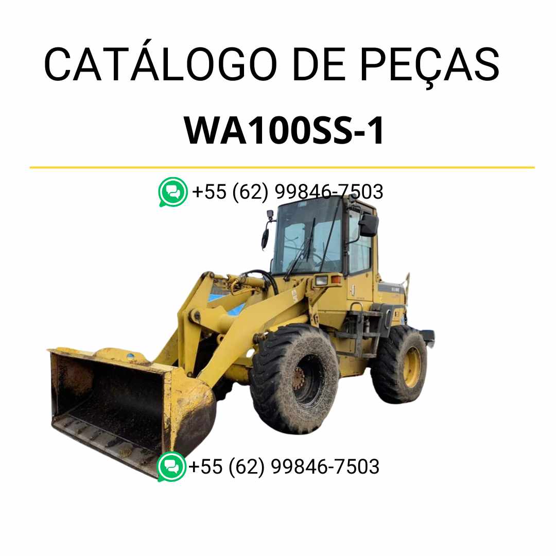 Catálogo de peças Komatsu WA100SS-1 em PDF com ilustrações técnicas e identificação dos componentes da carregadeira de rodas