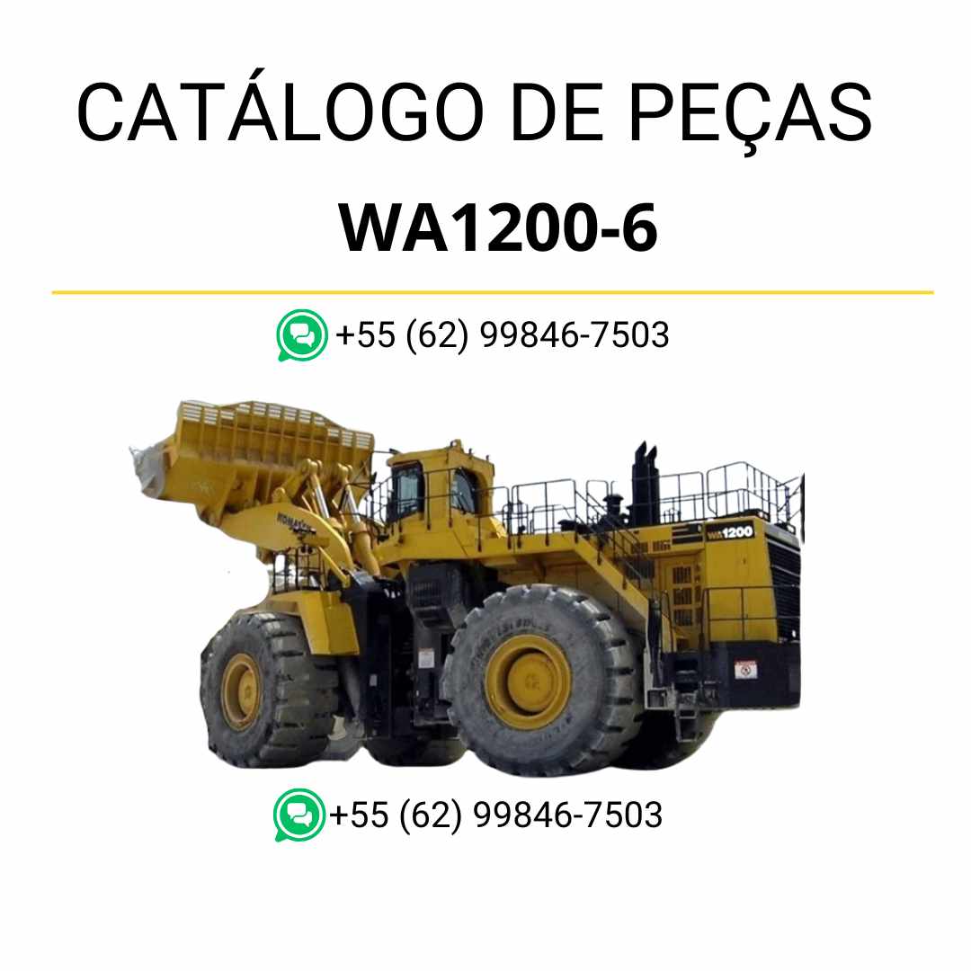 Catálogo de peças Komatsu WA1200-6 em PDF com ilustrações técnicas e identificação completa dos componentes da carregadeira de rodas