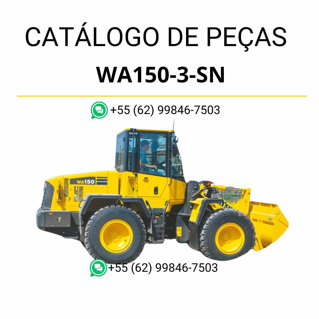 Catálogo de peças Komatsu WA150-3 SN em PDF com esquemas técnicos e identificação completa dos componentes da carregadeira de rodas