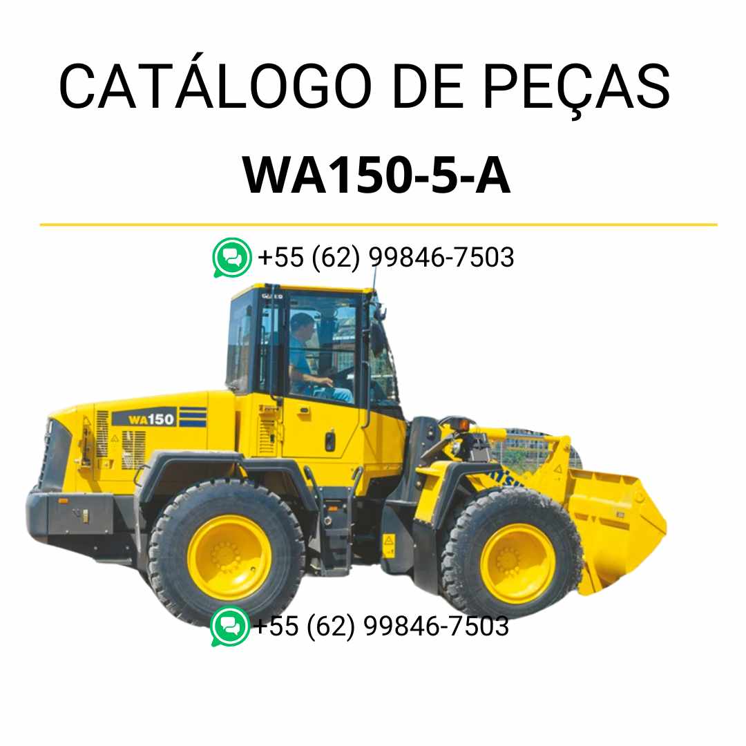 Catálogo de peças Komatsu WA150-5 A em PDF com esquemas técnicos e identificação detalhada dos componentes da carregadeira de rodas