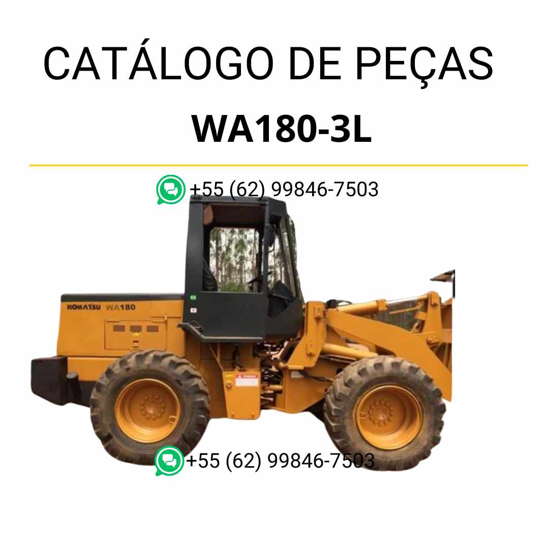 Catálogo de peças Komatsu WA180-3L em PDF com diagramas técnicos e identificação detalhada dos componentes da carregadeira de rodas