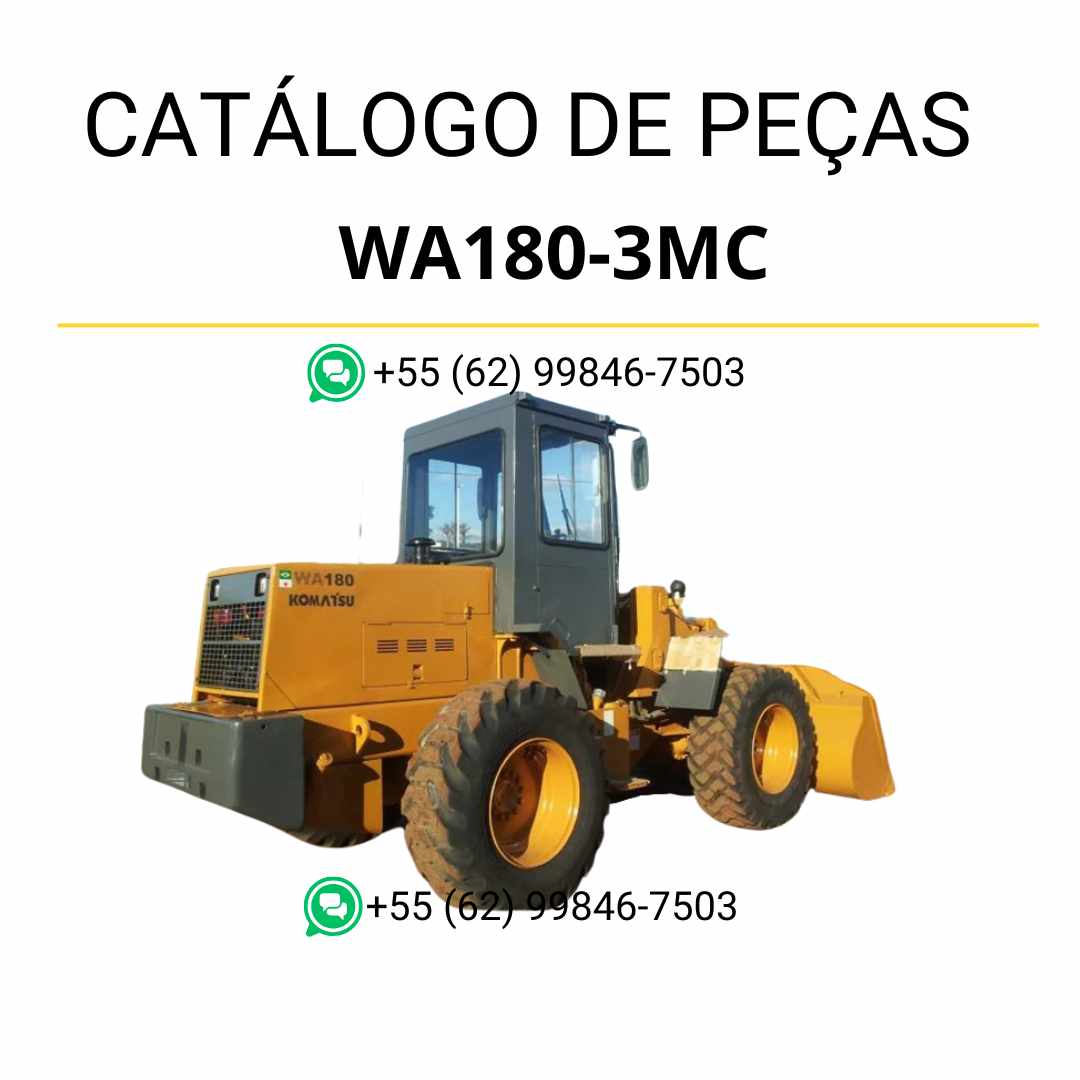 Catálogo de peças Komatsu WA180-3MC em PDF com vistas explodidas e identificação técnica dos componentes da carregadeira de rodas