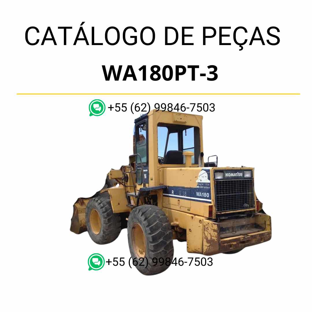 Catálogo de peças Komatsu WA180PT-3 em PDF com diagramas técnicos e identificação completa dos componentes da carregadeira de rodas