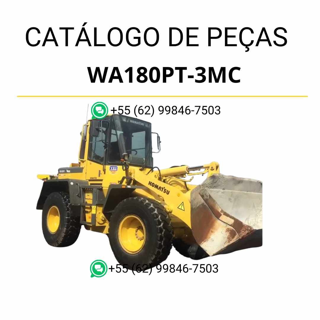 Catálogo de peças Komatsu WA180PT-3MC em PDF com vistas explodidas e identificação técnica dos componentes da carregadeira de rodas