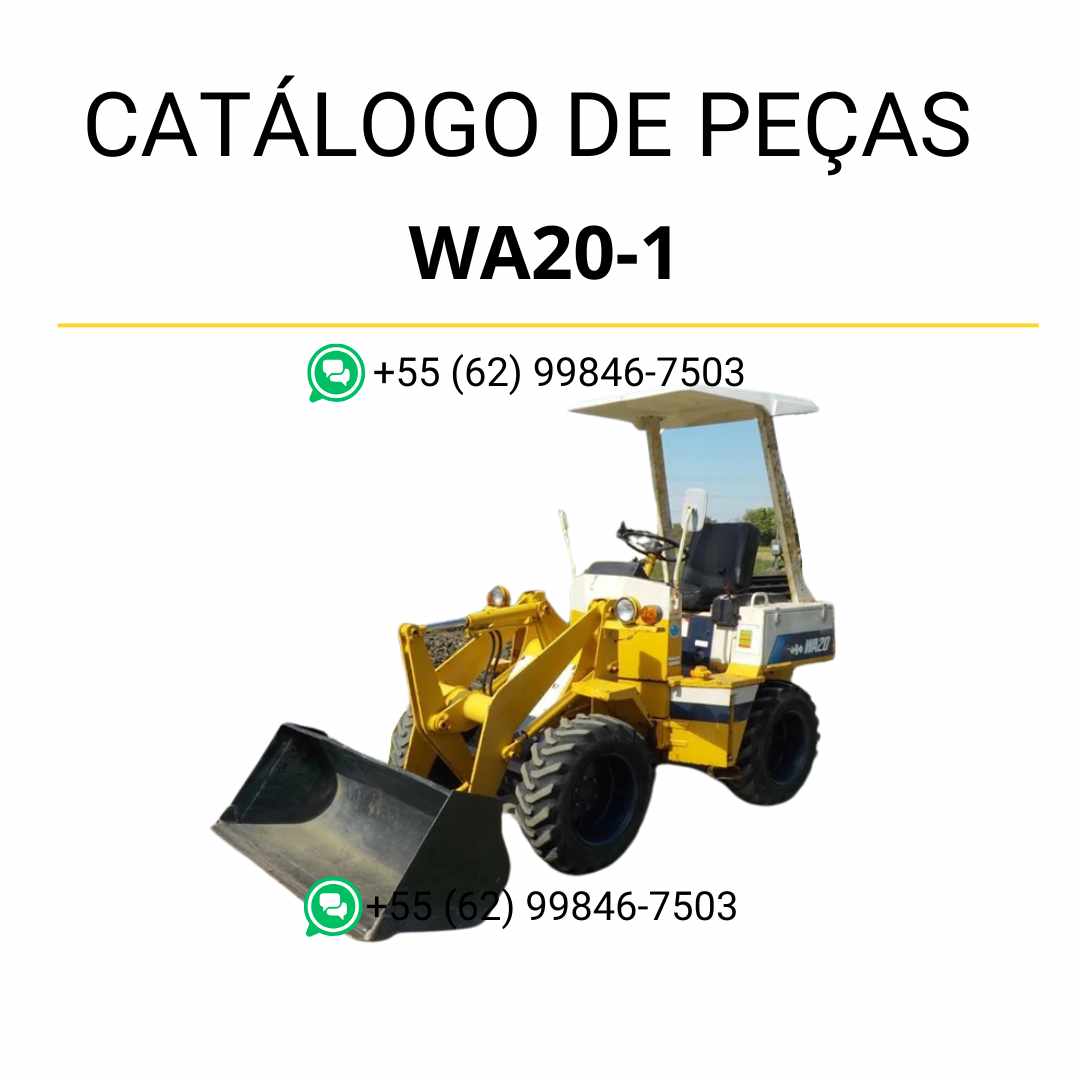 Catálogo de peças Komatsu WA20-1 em PDF com ilustrações técnicas e identificação dos componentes da carregadeira de roda