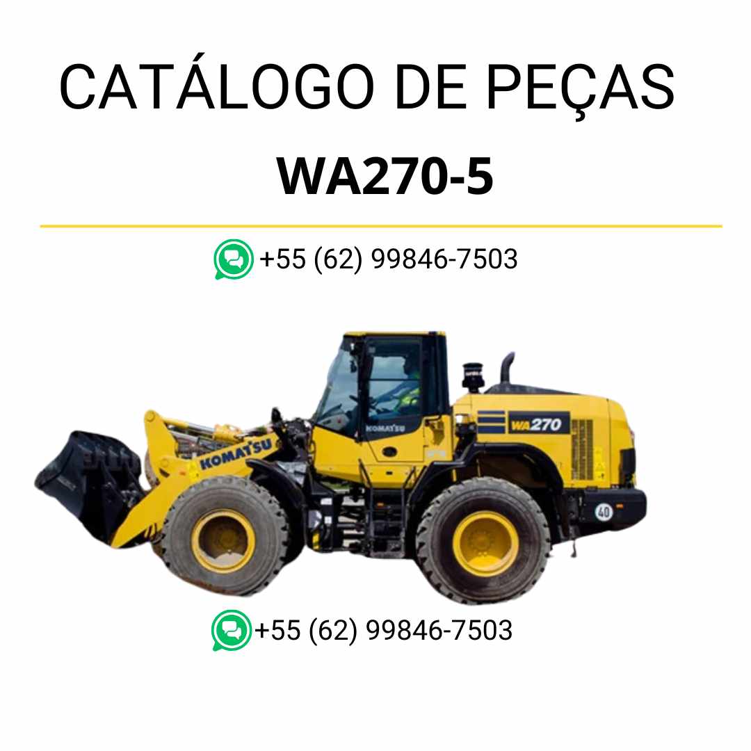 Catálogo de peças Komatsu WA270-5 em PDF com esquemas técnicos detalhados e relação de componentes originais da carregadeira de rodas