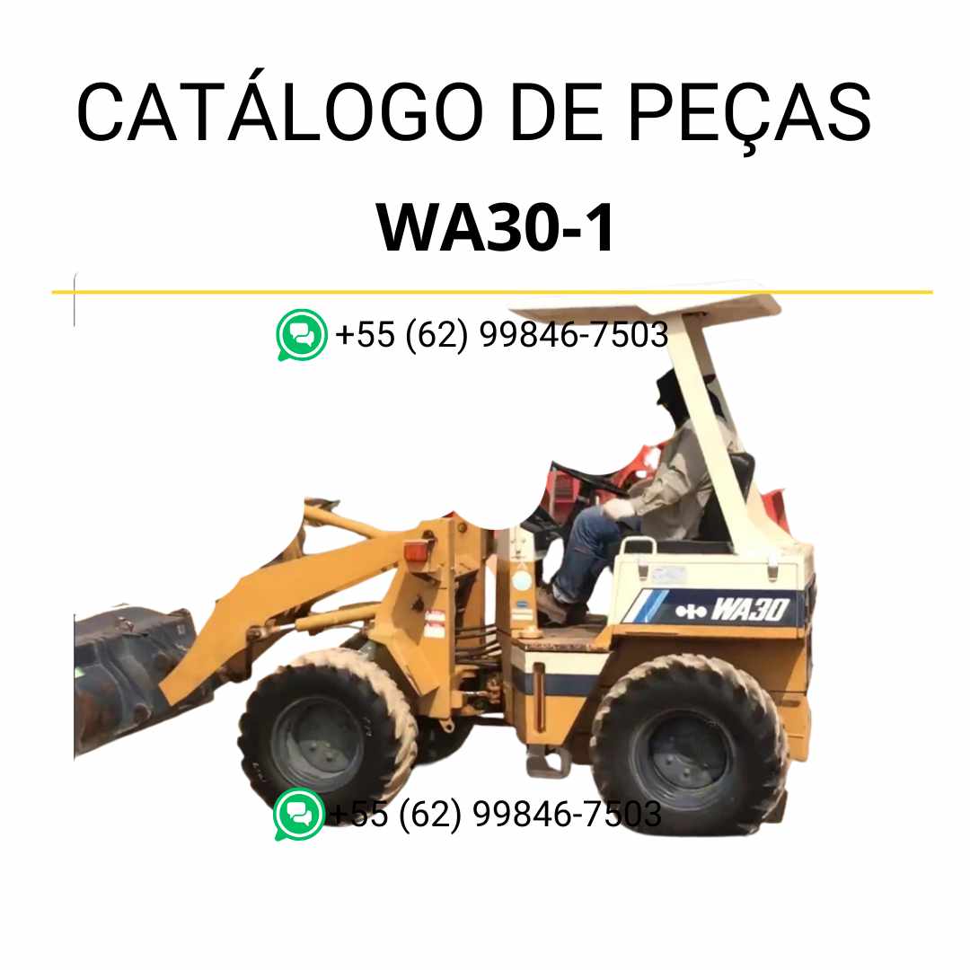 Catálogo de peças Komatsu WA30-1 em PDF com diagramas ilustrados e lista técnica de componentes da carregadeira de rodas