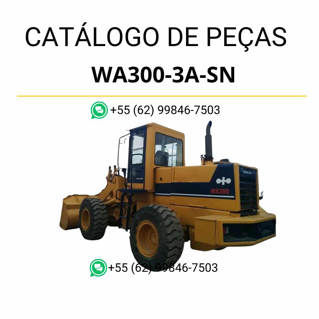 Catálogo de peças Komatsu WA300-3A-SN em PDF com esquemas técnicos e identificação completa dos componentes da carregadeira de rodas