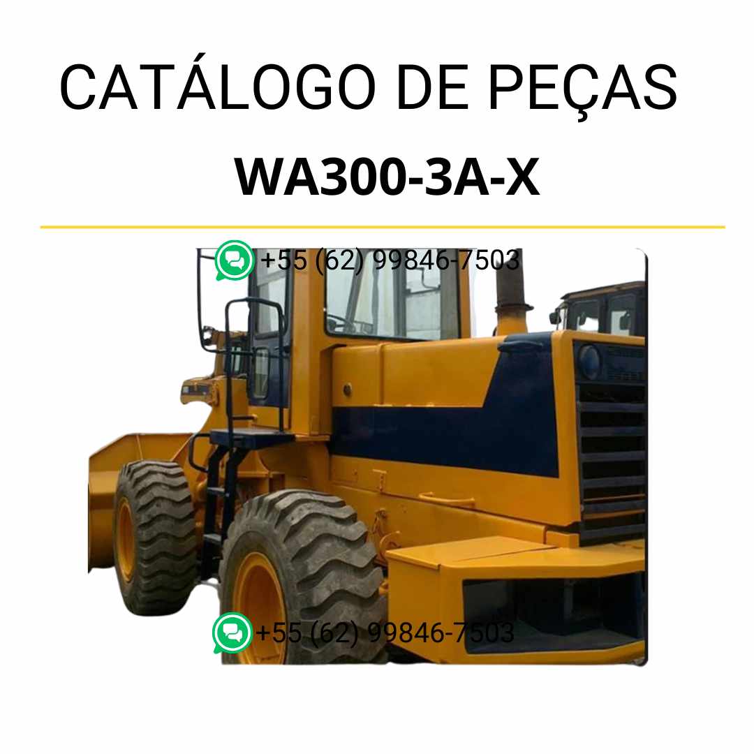 Catálogo de peças Komatsu WA300-3A-X em PDF com vistas explodidas e detalhamento técnico dos componentes da carregadeira de rodas