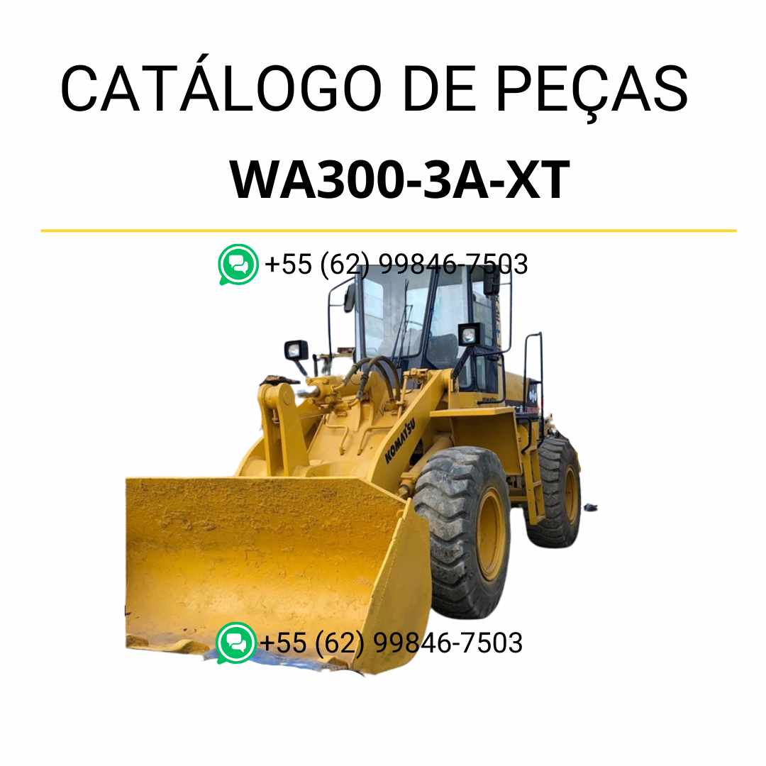 Catálogo de peças Komatsu WA300-3A-XT em PDF com diagramas técnicos e identificação detalhada dos conjuntos da carregadeira de rodas
