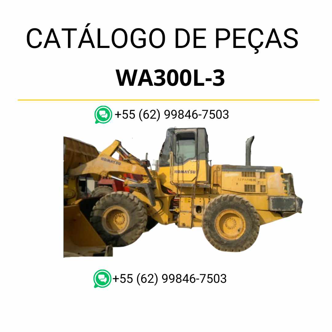 Catálogo de peças Komatsu WA300L-3 em PDF com esquemas detalhados e relação completa de componentes da carregadeira de rodas