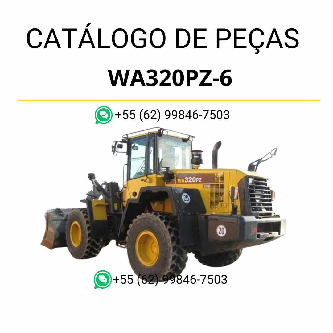 Catálogo de peças Komatsu WA320PZ-6 em PDF, com diagramas técnicos e identificação completa dos componentes da carregadeira de rodas.