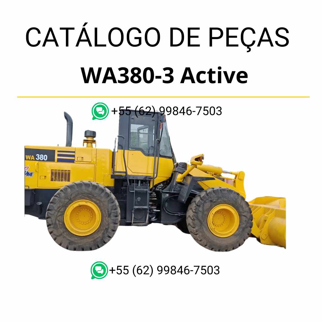Catálogo de peças Komatsu WA380-3 Active em PDF, com ilustrações técnicas completas para identificação dos componentes da carregadeira de rodas.