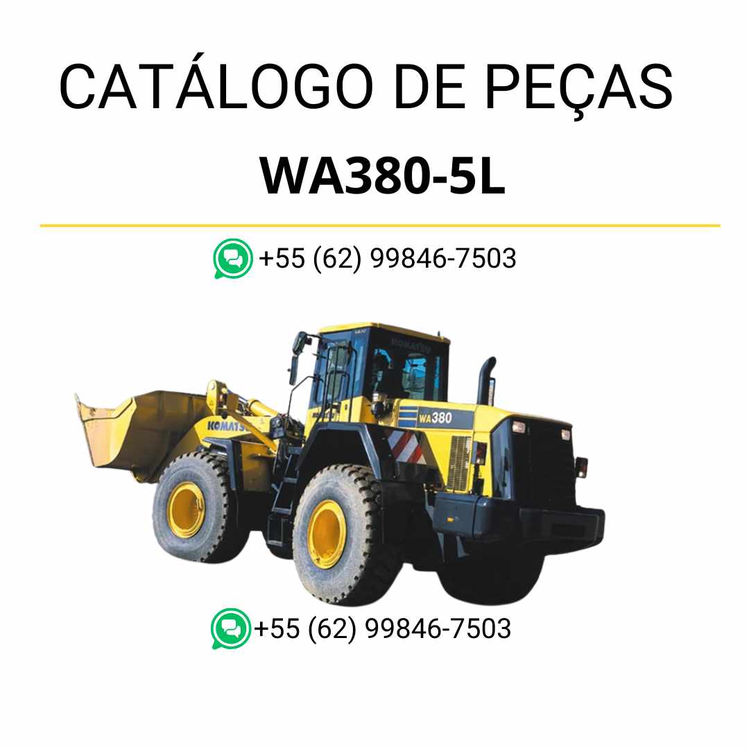 Catálogo de peças Komatsu WA380-5L em PDF, com ilustrações detalhadas e orientação completa para identificação dos componentes da carregadeira de rodas.