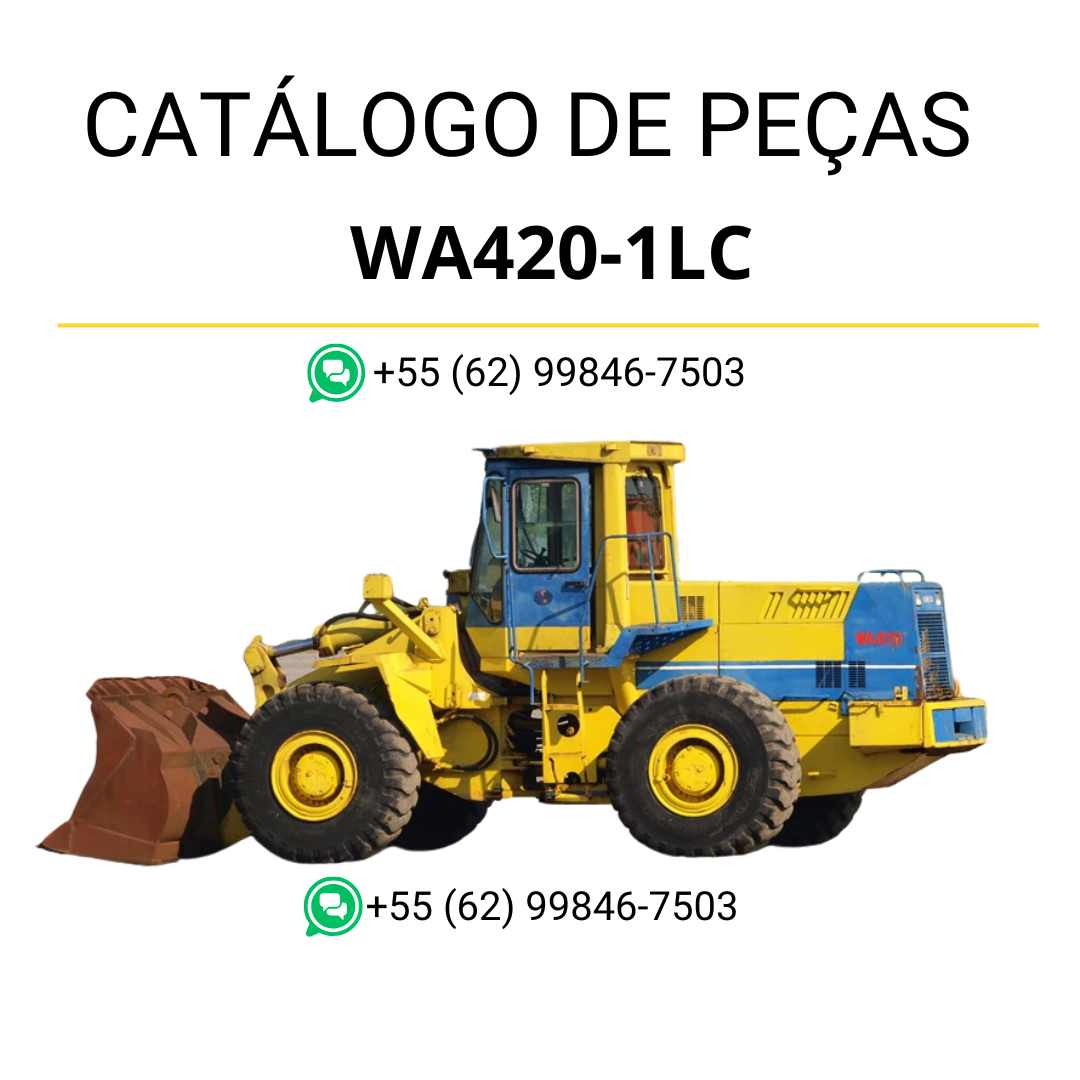 Catálogo de peças Komatsu WA420-1LC em PDF, com diagramas e referências detalhadas dos componentes da carregadeira de rodas.