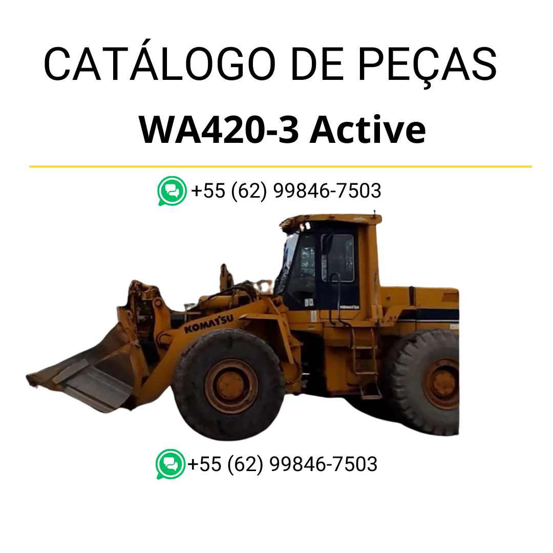 Catálogo de peças Komatsu WA420-3 Active em PDF, trazendo diagramas e referências completas dos componentes da carregadeira de rodas.