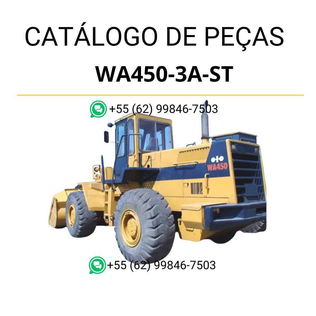 \Catálogo de peças Komatsu WA450-3A-ST em PDF, com ilustrações técnicas e identificação completa dos componentes da carregadeira de rodas.