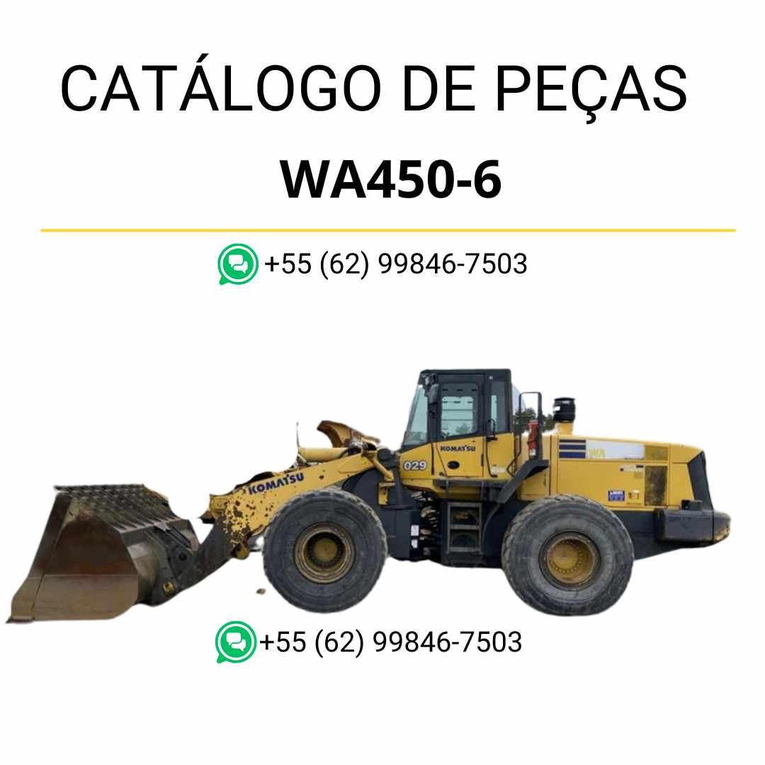 Catálogo de peças Komatsu WA450-6 em PDF, trazendo diagramas técnicos e lista completa de componentes da carregadeira de rodas.