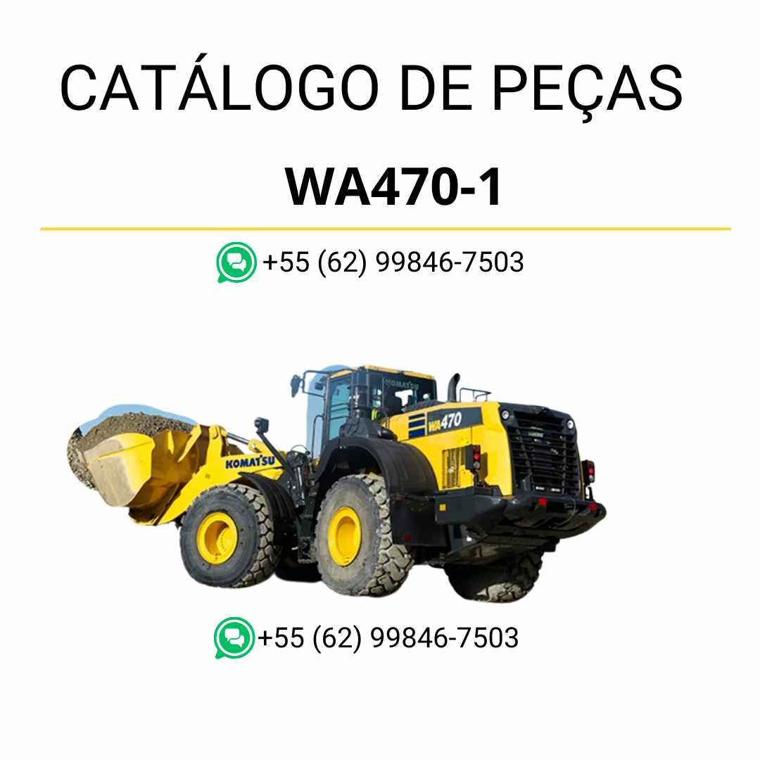 Catálogo de peças Komatsu WA470-1 em PDF, trazendo ilustrações técnicas e referências originais para manutenção da carregadeira de rodas.