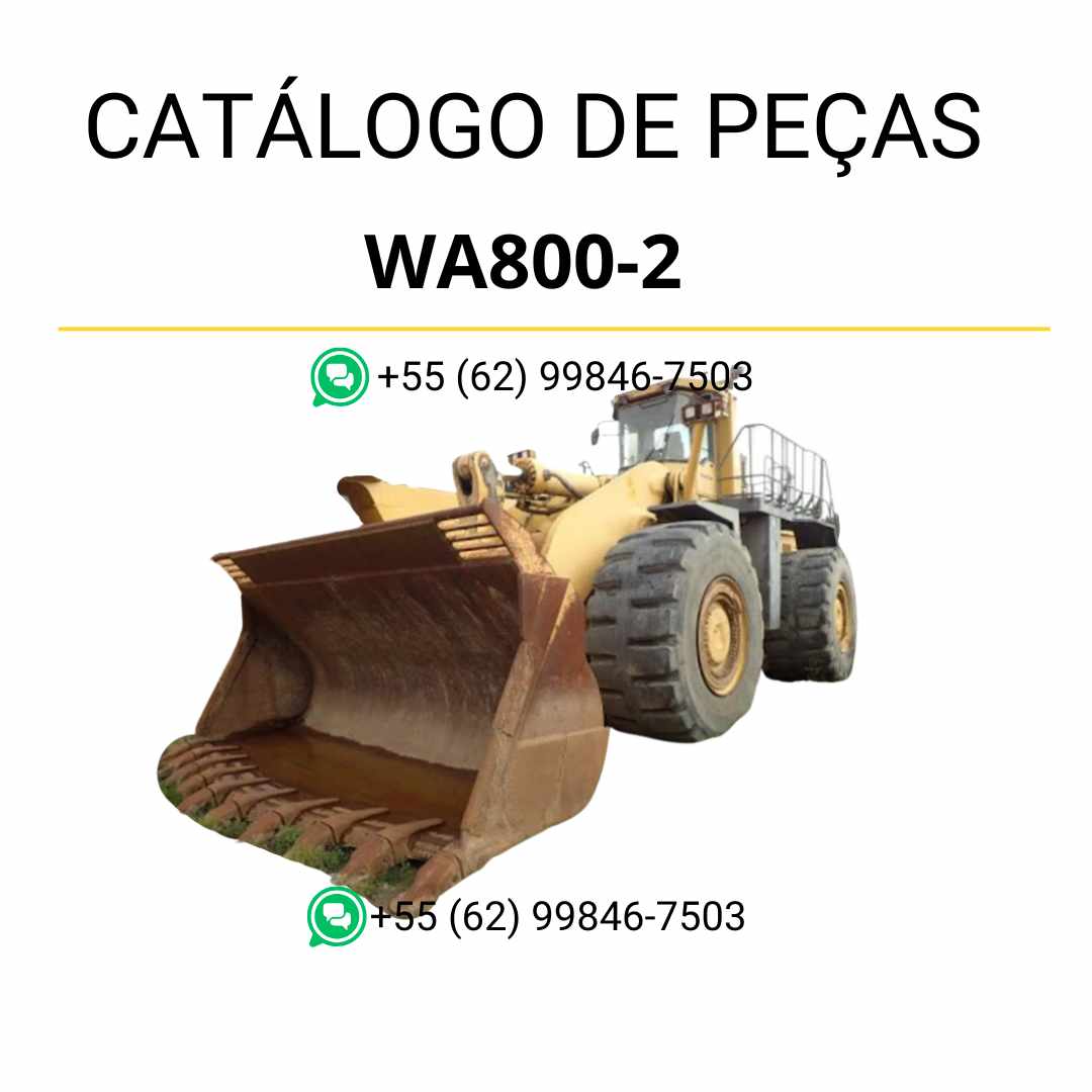 Catálogo de peças Komatsu WA800-2 em PDF com diagramas detalhados e identificação completa dos componentes da carregadeira de rodas.