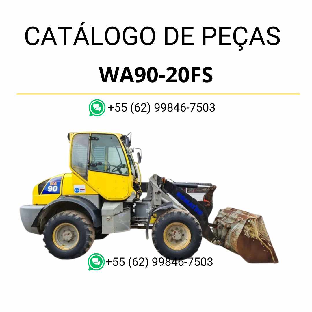 Catálogo de peças Komatsu WA90-20FS em PDF, trazendo diagramas completos e identificação técnica dos componentes da carregadeira de rodas.